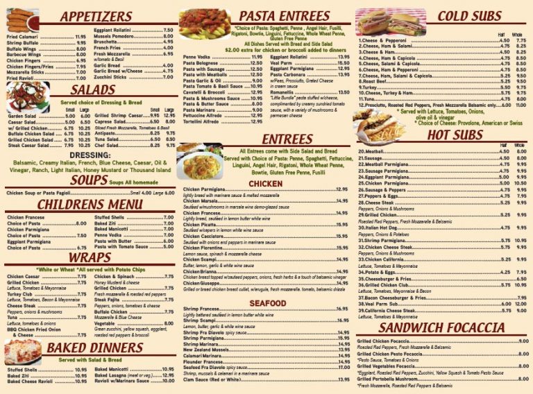 Our Full Menu - La Rosa Metuchen